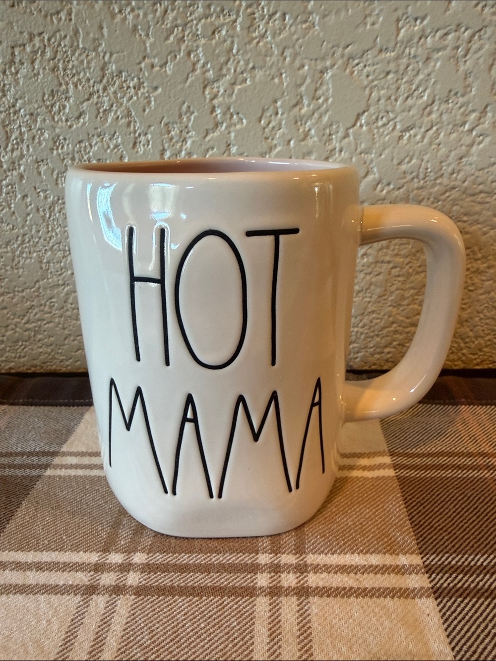 Rae Dunn Ivory Pink Hot Mama Coffee Tea Cocoa Mug